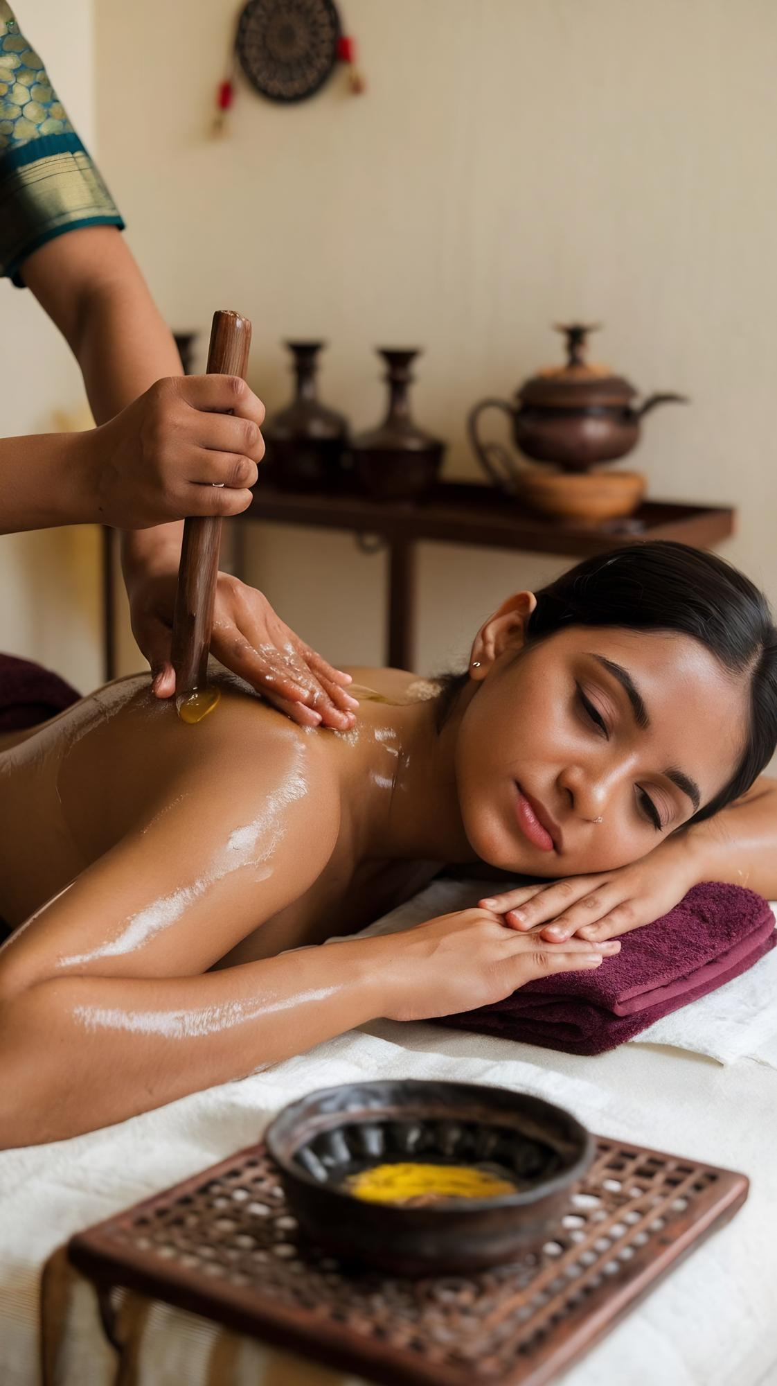 Abhyanga full-body massage with Nabhi Pichu Ayurvedic experience